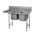 Advance Tabco 9-2-36-36L 77" 2 Compartment Sink w/ 16"L x 20"W Bowl, 12" Deep-cityfoodequipment.com