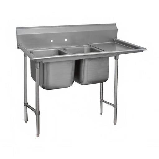 Advance Tabco 9-2-36-36R 77" 2 Compartment Sink w/ 16"L x 20"W Bowl, 12" Deep-cityfoodequipment.com