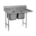 Advance Tabco 9-2-36-36R 77" 2 Compartment Sink w/ 16"L x 20"W Bowl, 12" Deep-cityfoodequipment.com