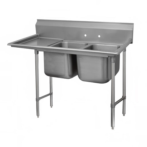 Advance Tabco 9-22-40-18L 67" 2 Compartment Sink w/ 20"L x 20"W Bowl, 12" Deep-cityfoodequipment.com