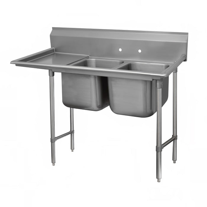 Advance Tabco 9-22-40-18L 67" 2 Compartment Sink w/ 20"L x 20"W Bowl, 12" Deep-cityfoodequipment.com