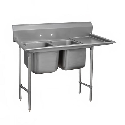 Advance Tabco 9-22-40-18R 67" 2 Compartment Sink w/ 20"L x 20"W Bowl, 12" Deep-cityfoodequipment.com
