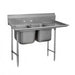 Advance Tabco 9-22-40-18R 67" 2 Compartment Sink w/ 20"L x 20"W Bowl, 12" Deep-cityfoodequipment.com