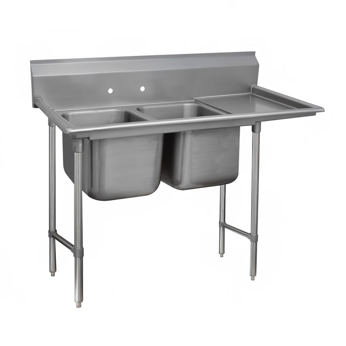 Advance Tabco 9-22-40-24R 73" 2 Compartment Sink w/ 20"L x 20"W Bowl, 12" Deep-cityfoodequipment.com