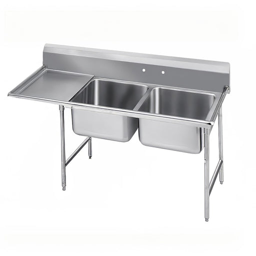 Advance Tabco 9-22-40-36L 85" 2 Compartment Sink w/ 20"L x 20"W Bowl, 12" Deep-cityfoodequipment.com