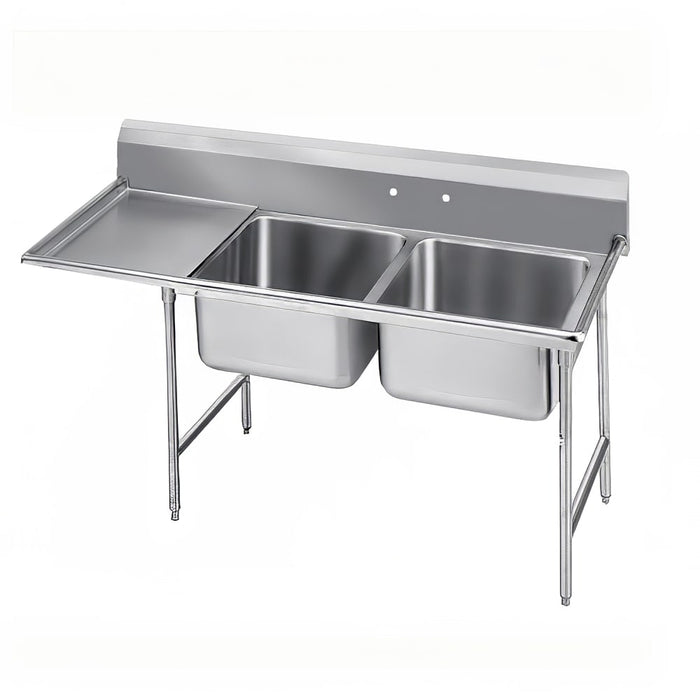 Advance Tabco 9-22-40-36L 85" 2 Compartment Sink w/ 20"L x 20"W Bowl, 12" Deep-cityfoodequipment.com