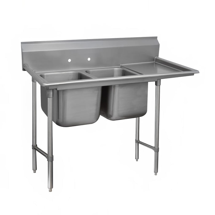 Advance Tabco 9-22-40-36R 85" 2 Compartment Sink w/ 20"L x 20"W Bowl, 12" Deep-cityfoodequipment.com