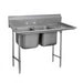 Advance Tabco 9-22-40-36R 85" 2 Compartment Sink w/ 20"L x 20"W Bowl, 12" Deep-cityfoodequipment.com