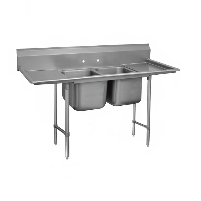 Advance Tabco 9-22-40-36RL 117" 2 Compartment Sink w/ 20"L x 20"W Bowl, 12" Deep-cityfoodequipment.com