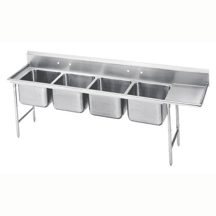 Advance Tabco 9-24-80-24R 117" 4 Compartment Sink w/ 20"L x 20"W Bowl, 12" Deep-cityfoodequipment.com