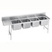 Advance Tabco 9-24-80-36L 129" 4 Compartment Sink w/ 20"L x 20"W Bowl, 12" Deep-cityfoodequipment.com