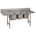 Advance Tabco 9-3-54-18RL 91" 3 Compartment Sink w/ 16"L x 20"W Bowl, 12" Deep-cityfoodequipment.com