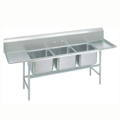 Advance Tabco 9-3-54-36RL 127" 3 Compartment Sink w/ 16"L x 20"W Bowl, 12" Deep-cityfoodequipment.com