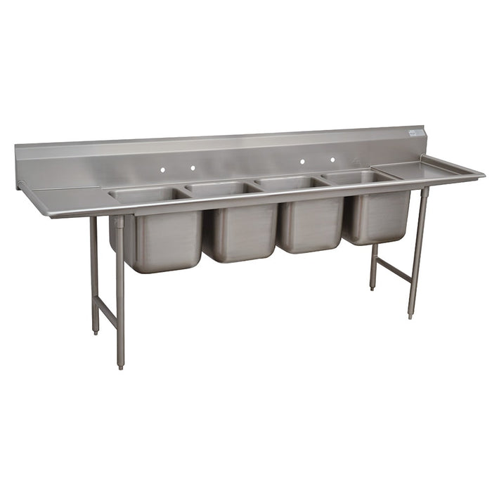 Advance Tabco 9-4-72-18RL 110" 4 Compartment Sink w/ 16"L x 20"W Bowl, 12" Deep-cityfoodequipment.com