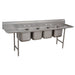 Advance Tabco 9-4-72-18RL 110" 4 Compartment Sink w/ 16"L x 20"W Bowl, 12" Deep-cityfoodequipment.com