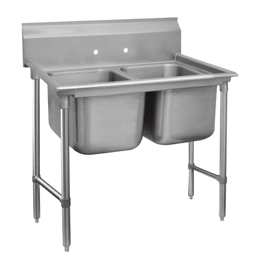 Advance Tabco 9-42-48 62" 2 Compartment Sink w/ 24"L x 24"W Bowl, 12" Deep-cityfoodequipment.com