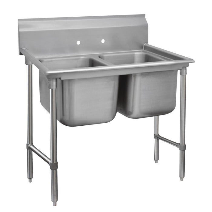 Advance Tabco 9-42-48 62" 2 Compartment Sink w/ 24"L x 24"W Bowl, 12" Deep-cityfoodequipment.com