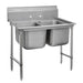 Advance Tabco 9-42-48 62" 2 Compartment Sink w/ 24"L x 24"W Bowl, 12" Deep-cityfoodequipment.com