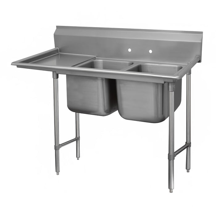 Advance Tabco 9-42-48-24L 81" 2 Compartment Sink w/ 24"L x 24"W Bowl, 12" Deep-cityfoodequipment.com
