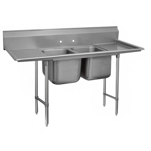 Advance Tabco 9-42-48-24RL 101" 2 Compartment Sink w/ 24"L x 24"W Bowl, 12" Deep-cityfoodequipment.com