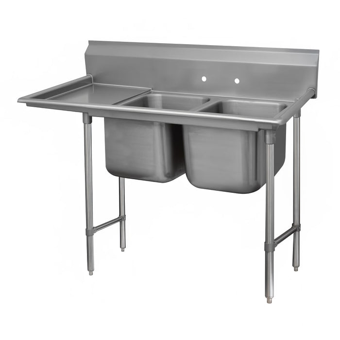 Advance Tabco 9-42-48-36L 93" 2 Compartment Sink w/ 24"L x 24"W Bowl, 12" Deep-cityfoodequipment.com