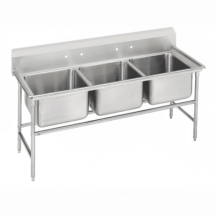 Advance Tabco 9-43-72 86" 3 Compartment Sink w/ 24"L x 24"W Bowl, 12" Deep-cityfoodequipment.com