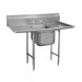 Advance Tabco 93-1-24-24RL 66" 1 Compartment Sink w/ 16"L x 20"W Bowl, 12" Deep-cityfoodequipment.com