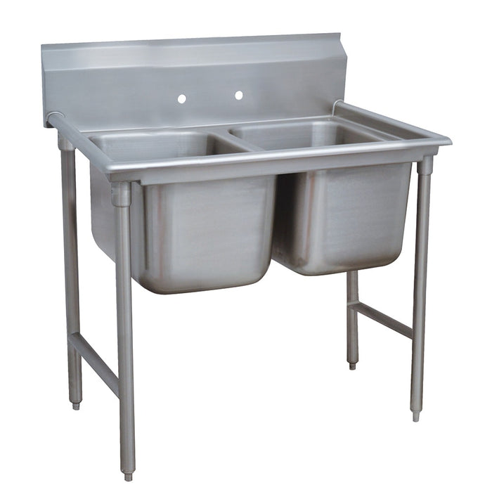 Advance Tabco 93-2-36 46" 2 Compartment Sink w/ 16"L x 20"W Bowl, 12" Deep-cityfoodequipment.com