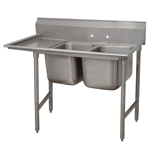 Advance Tabco 93-2-36-18L 59" 2 Compartment Sink w/ 16"L x 20"W Bowl, 12" Deep-cityfoodequipment.com
