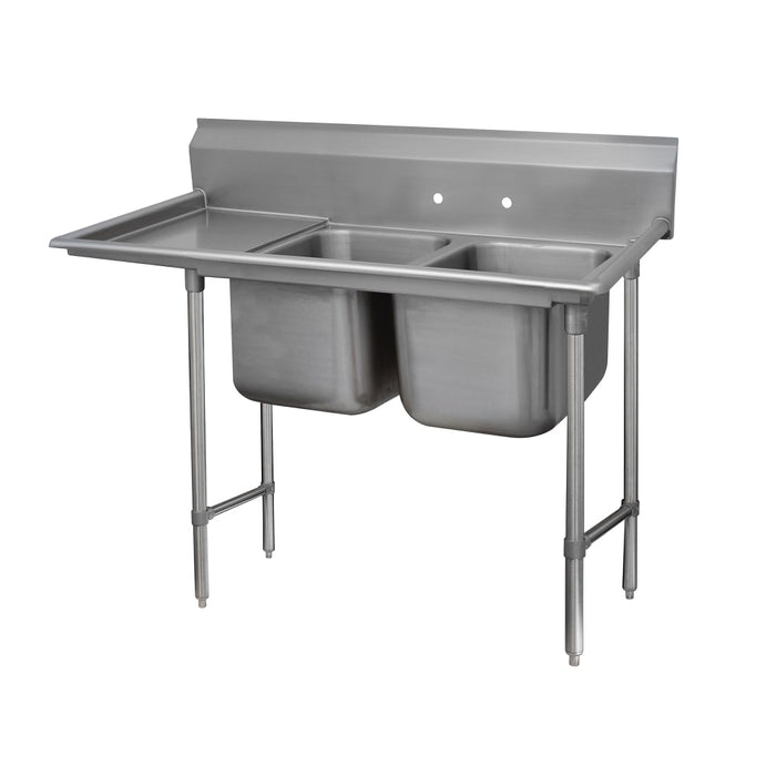 Advance Tabco 93-2-36-24L 65" 2 Compartment Sink w/ 16"L x 20"W Bowl, 12" Deep-cityfoodequipment.com