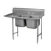 Advance Tabco 93-2-36-24L 65" 2 Compartment Sink w/ 16"L x 20"W Bowl, 12" Deep-cityfoodequipment.com