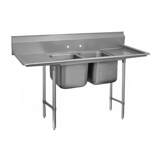 Advance Tabco 93-2-36-24RL 85" 2 Compartment Sink w/ 16"L x 20"W Bowl, 12" Deep-cityfoodequipment.com