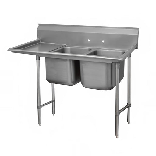 Advance Tabco 93-2-36-36L 77" 2 Compartment Sink w/ 16"L x 20"W Bowl, 12" Deep-cityfoodequipment.com