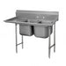 Advance Tabco 93-2-36-36L 77" 2 Compartment Sink w/ 16"L x 20"W Bowl, 12" Deep-cityfoodequipment.com