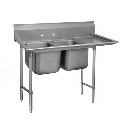 Advance Tabco 93-2-36-36R 77" 2 Compartment Sink w/ 16"L x 20"W Bowl, 12" Deep-cityfoodequipment.com