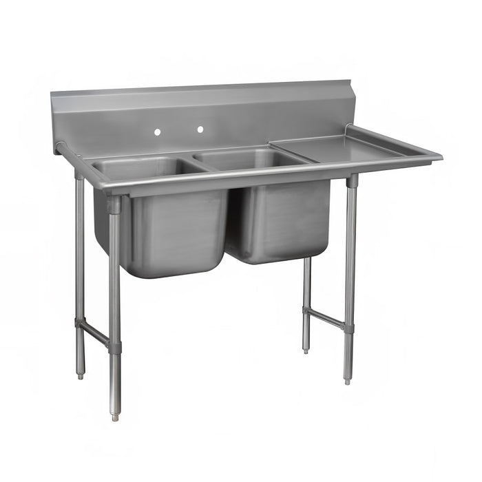 Advance Tabco 93-2-36-36R 77" 2 Compartment Sink w/ 16"L x 20"W Bowl, 12" Deep-cityfoodequipment.com