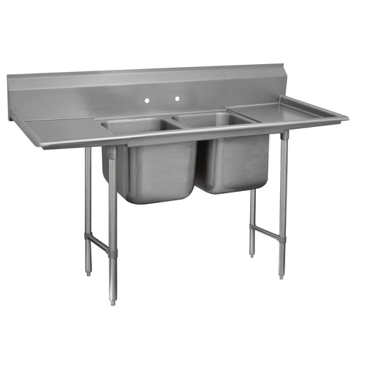 Advance Tabco 93-2-36-36RL 109" 2 Compartment Sink w/ 16"L x 20"W Bowl, 12" Deep-cityfoodequipment.com