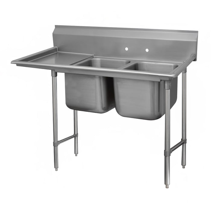Advance Tabco 93-22-40-18L 67" 2 Compartment Sink w/ 20"L x 20"W Bowl, 12" Deep-cityfoodequipment.com