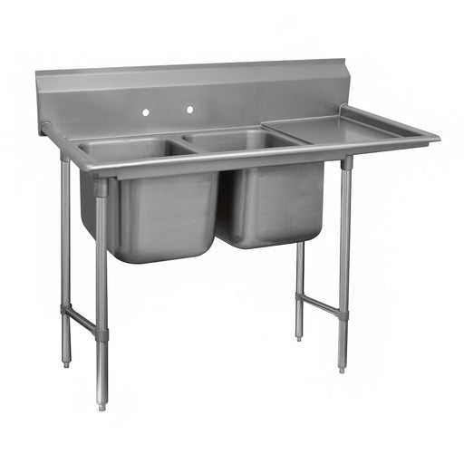 Advance Tabco 93-22-40-24R 73" 2 Compartment Sink w/ 20"L x 20"W Bowl, 12" Deep-cityfoodequipment.com
