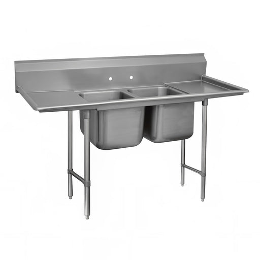 Advance Tabco 93-22-40-24RL 93" 2 Compartment Sink w/ 20"L x 20"W Bowl, 12" Deep-cityfoodequipment.com