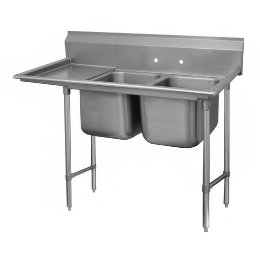 Advance Tabco 93-22-40-36L 85" 2 Compartment Sink w/ 20"L x 20"W Bowl, 12" Deep-cityfoodequipment.com