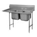 Advance Tabco 93-22-40-36L 85" 2 Compartment Sink w/ 20"L x 20"W Bowl, 12" Deep-cityfoodequipment.com