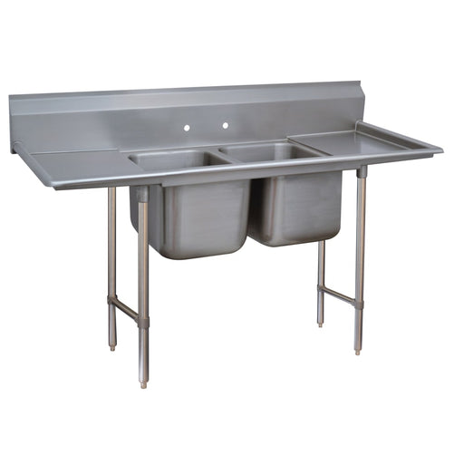 Advance Tabco 93-22-40-36RL 117" 2 Compartment Sink w/ 20"L x 20"W Bowl, 12" Deep-cityfoodequipment.com