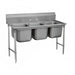 Advance Tabco 93-23-60 76" 3 Compartment Sink w/ 20"L x 20"W Bowl, 12" Deep-cityfoodequipment.com