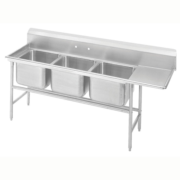 Advance Tabco 93-23-60-24R 95" 3 Compartment Sink w/ 20"L x 20"W Bowl, 12" Deep-cityfoodequipment.com