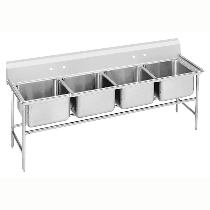 Advance Tabco 93-24-80 99" 4 Compartment Sink w/ 20"L x 20"W Bowl, 12" Deep-cityfoodequipment.com