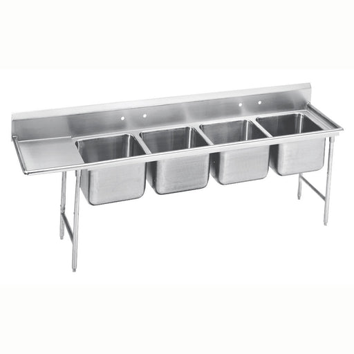 Advance Tabco 93-24-80-18L 111" 4 Compartment Sink w/ 20"L x 20"W Bowl, 12" Deep-cityfoodequipment.com