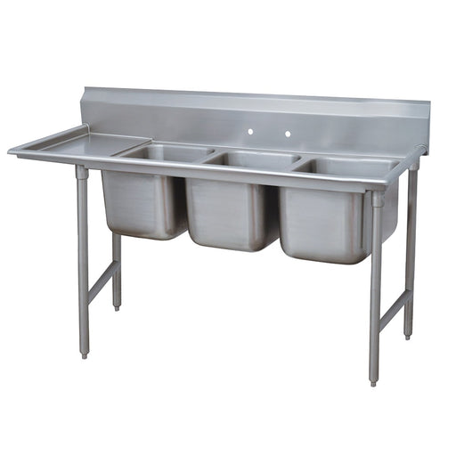 Advance Tabco 93-3-54-18L 77" 3 Compartment Sink w/ 16"L x 20"W Bowl, 12" Deep-cityfoodequipment.com