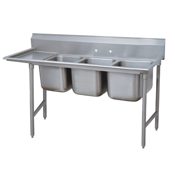 Advance Tabco 93-3-54-18L 77" 3 Compartment Sink w/ 16"L x 20"W Bowl, 12" Deep-cityfoodequipment.com
