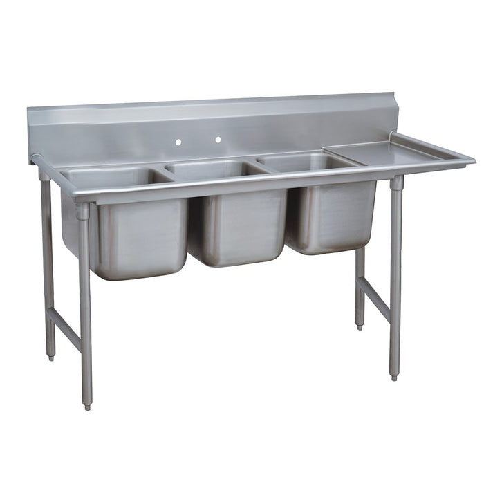 Advance Tabco 93-3-54-18R 77" 3 Compartment Sink w/ 16"L x 20"W Bowl, 12" Deep-cityfoodequipment.com